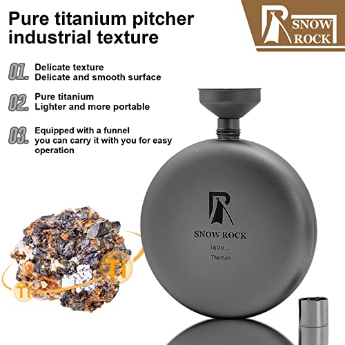 Snow Rock 180ML Titanium Hip Flask Titanium Canteen Curved Flask with Funnel Lightweight Portable for Camping Backpacking Hiking Travelling