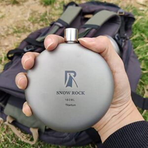 Snow Rock 180ML Titanium Hip Flask Titanium Canteen Curved Flask with Funnel Lightweight Portable for Camping Backpacking Hiking Travelling