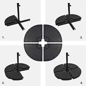EliteShade USA 4PCS 160 LB Fan Shaped Water or Sand Filled Umbrella Base Stand for Cantilever Offset Patio Market Umbrella with Carry Handles (Black)