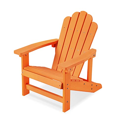 EFURDEN Adirondack Chair, Kids Adirondack Chair Made of Poly Lumber, All-Weather Baby Lawn Chair (Orange)