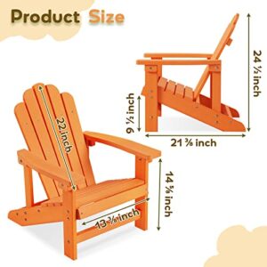 EFURDEN Adirondack Chair, Kids Adirondack Chair Made of Poly Lumber, All-Weather Baby Lawn Chair (Orange)