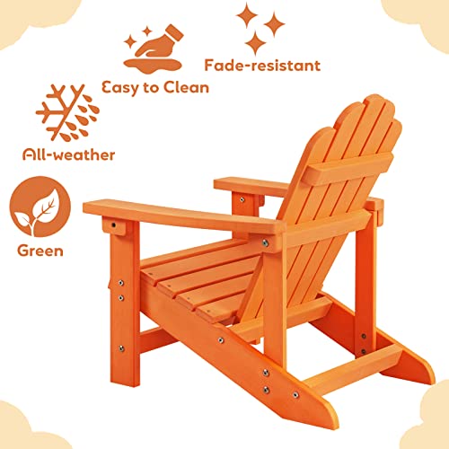 EFURDEN Adirondack Chair, Kids Adirondack Chair Made of Poly Lumber, All-Weather Baby Lawn Chair (Orange)