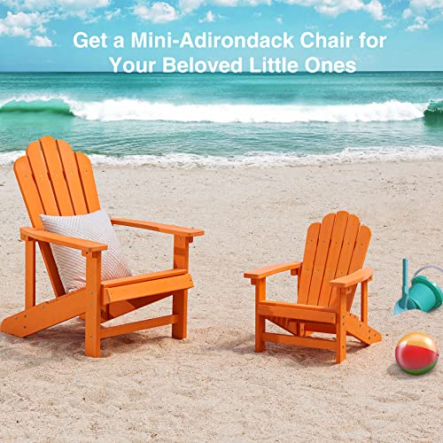 EFURDEN Adirondack Chair, Kids Adirondack Chair Made of Poly Lumber, All-Weather Baby Lawn Chair (Orange)