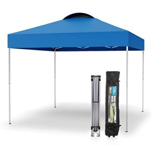 PHI VILLA Outdoor Pop up Canopy 10'x10' Tent Camping Sun Shelter-Series Party Tent, 100 Sq. Ft of Shade (Blue)