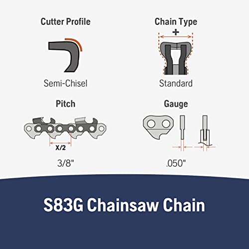 Husqvarna S83G-20 X-Cut 20" Chainsaw Chain, Grey