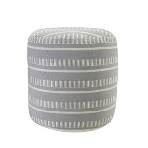 lr home dash and stripe geometric indoor outdoor pouf, blue/white, 20″ x 20″ x 20″