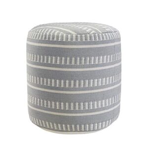 LR Home Dash and Stripe Geometric Indoor Outdoor Pouf, Blue/White, 20" x 20" x 20"