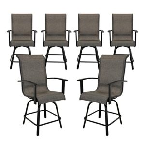 grand patio outdoor counter height patiol stools set of 6, all-weather swivel bar chairs for balcony, poolside, backyard, garden (coffee, 6pc)