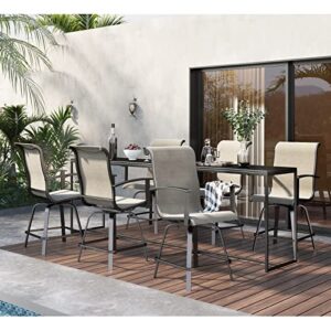 Grand patio Outdoor Counter Height Patiol Stools Set of 6, All-Weather Swivel Bar Chairs for Balcony, Poolside, Backyard, Garden (Coffee, 6PC)