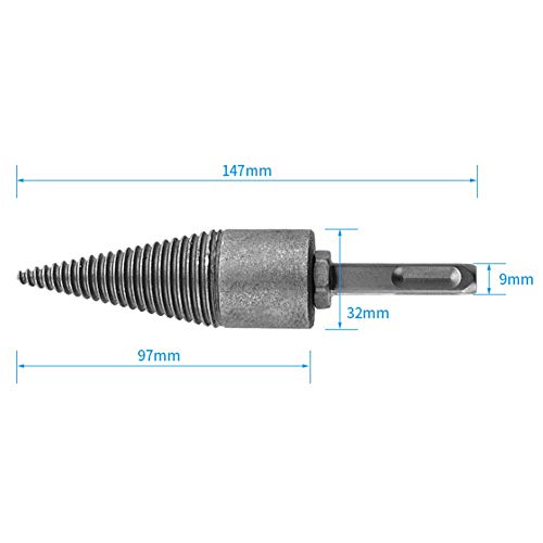 Wood Log Splitter Wood Splitter Drill,Heavy Duty Drill Screw Cone,Portable Wood Cut Tool for Hand Drill Stick (Square Shank)