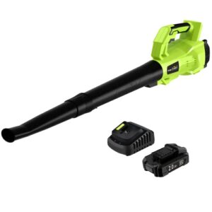 cordless leaf blower – snapfresh 150 mph leaf blower with battery & charger, 2 section tubes, free control speed,lightweight, electric leaf blower for blowing leaves, lawn care, dust & other debris