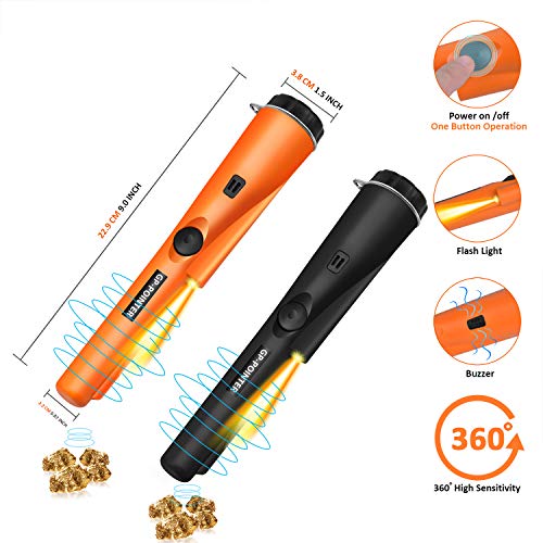 RANSENERS Metal Detector Pinpointer,Detector Wand,Handheld PinPointer Wand,360°Serch Treasure Pinpoint Finder Probe with Belt Holster High Sensitivity for Gold Coin Silver Jewelry (Orange )