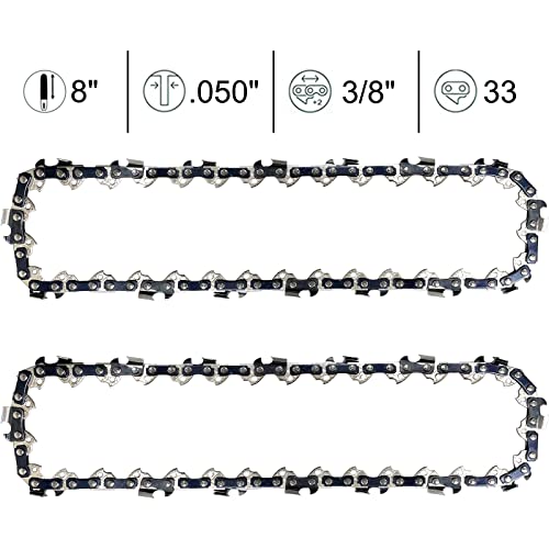 Opuladuo 2PC 8" Pole Saw Chain Replacement for 9.5 in. Harbor Freight Portland 62896 68862 63190 56808-3/8" .050" 33DL