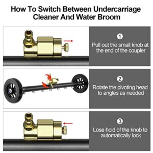 POHIR Pressure Washer Water Broom Pro Max 24 Inch Undercarriage Power Washer Attachment with 3pcs Extension Wand and Quick Connect Pivot Coupler Surface Cleaner 4000psi, 2 in 1 Underbody Car Washer