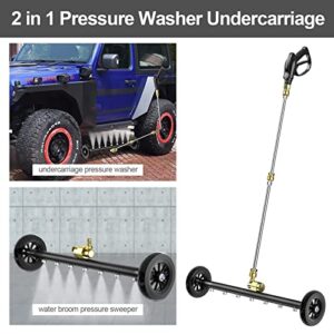 POHIR Pressure Washer Water Broom Pro Max 24 Inch Undercarriage Power Washer Attachment with 3pcs Extension Wand and Quick Connect Pivot Coupler Surface Cleaner 4000psi, 2 in 1 Underbody Car Washer