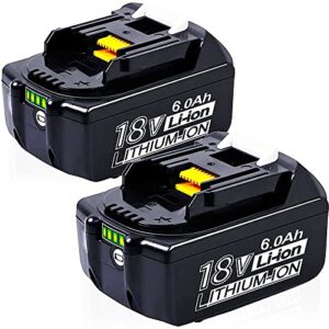 【upgrade】 calihutt 2 pack 18v 6000mah replacement battery for makita 18v battery with led indicator bl1830 bl1850 bl1840 bl1845 bl1815 bl1820 bl1860b lxt-400 cordless power tools lithium-ion battery