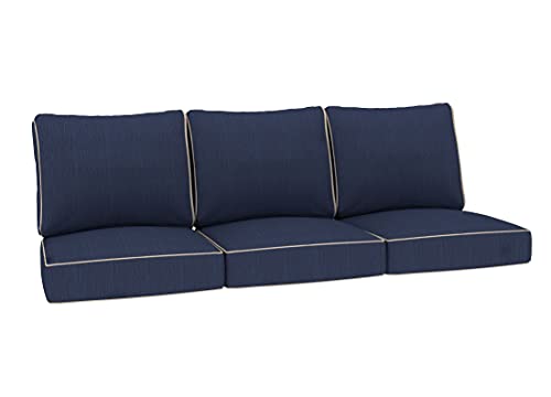 Creative Living Sofa 24x24 Outdoor Deep Seating Refresh Patio Replacement Cushions, 3 Count (Pack of 1), Indigo