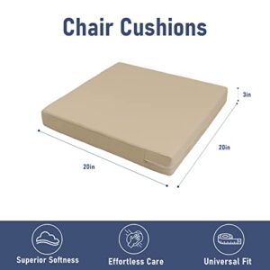 ROFIELTY Chair Cushions 20 inch for Indoor/Outdoor use, Patio Outdoor Seat Cushion, Comfortable Outdoor Furniture Patio Chair Cushion (Light Brown, 20x20x3)