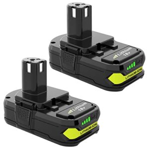 2packs 3.0ah p108 lithium replacement battery compatible with ryobi 18v battery p102 p103 p104 p105 p107 p108 p109 p190 p122 for 18 volt cordless power tools