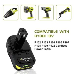 2Packs 3.0Ah P108 Lithium Replacement Battery Compatible with Ryobi 18V Battery P102 P103 P104 P105 P107 P108 P109 P190 P122 for 18 Volt Cordless Power Tools