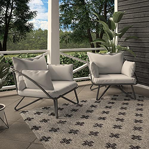 Novogratz 88061CWGE Poolside Gossip Collection, Teddi Outdoor, 2-Piece, Charcoal Patio-Lounge-Chairs