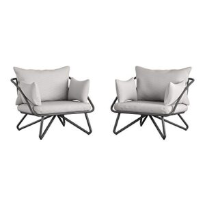 Novogratz 88061CWGE Poolside Gossip Collection, Teddi Outdoor, 2-Piece, Charcoal Patio-Lounge-Chairs