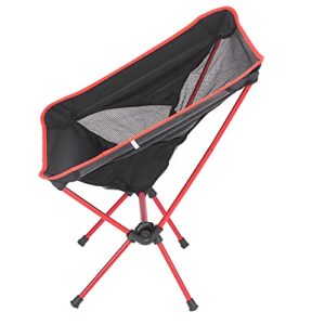 aluminum alloy portable chair, nylon mesh simple operation outdoor camping chair with a stable four arm design for fishing(big red)