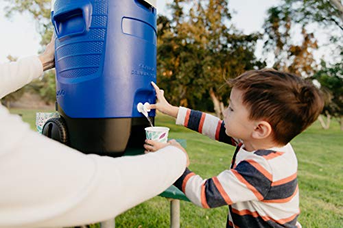 Igloo 5 Gallon Wheeled Portable Sports Cooler Water Beverage Dispenser with Flat Seat Lid, Blue, Model Number: 42256