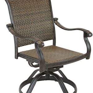 Patio Land Santa Clara Outdoor Set of 6 Swivel Rocker Dining Chairs Dark Bronze Cast Aluminum