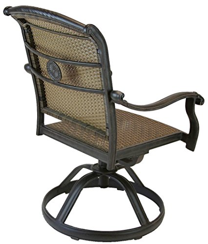 Patio Land Santa Clara Outdoor Set of 6 Swivel Rocker Dining Chairs Dark Bronze Cast Aluminum