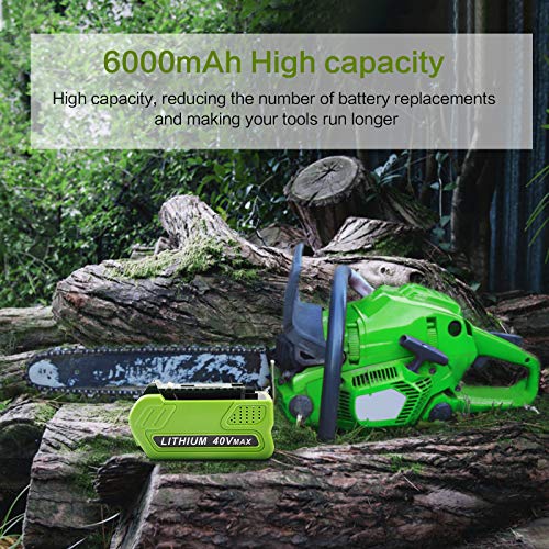 29472 40V 6.0Ah Battery Replacement for GreenWorks 40V Battery 29472 29462 29252 20202 22262 25312 25322 20642 22272 27062 21242 G-Max Cordless Power Tools (2 Packs 6000mAh)