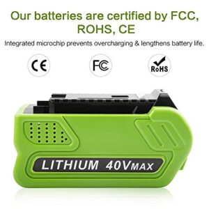 29472 40V 6.0Ah Battery Replacement for GreenWorks 40V Battery 29472 29462 29252 20202 22262 25312 25322 20642 22272 27062 21242 G-Max Cordless Power Tools (2 Packs 6000mAh)