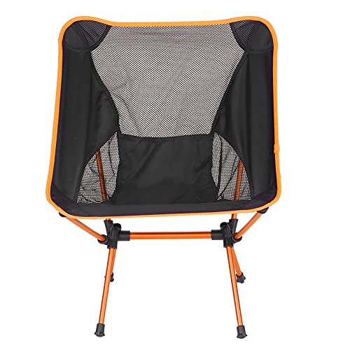 Aluminum Alloy Portable Chair, Nylon Mesh Simple Operation Outdoor Camping Chair with A Stable Four Arm Design for Fishing(Orange)