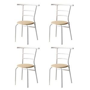 bonzy home patio chairs set of 4, metal indoor-outdoor chairs, lounge chairs for outside pool, bistro, cafe, restaurant, kitchen, wooden stool stackable side chairs with back