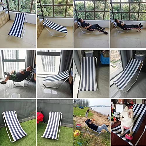 UOSS Portable Recliner, Outdoor Beach Chair, Blue White Striped Oxford Fabric, Detachable Leisure Camping Chair, Travel Easy Nap Chair, Nap Recliner Bed, Suitable for Adults and Children