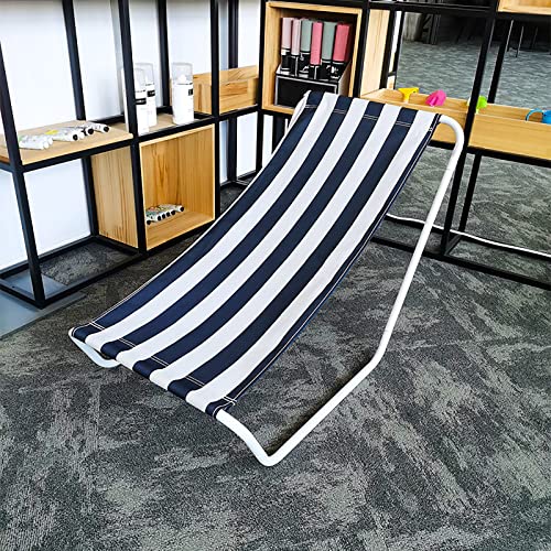 UOSS Portable Recliner, Outdoor Beach Chair, Blue White Striped Oxford Fabric, Detachable Leisure Camping Chair, Travel Easy Nap Chair, Nap Recliner Bed, Suitable for Adults and Children