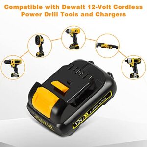 APTOOLER 4 Pack 3.0Ah 12V Max DCB120 Battery Compatible with Dewalt 12V Lithium Battery DCB123 DCB127 DCB122 DCB124 DCB121 Replace for Dewalt 12 Volt Power Tools Batteries with Battery Holder