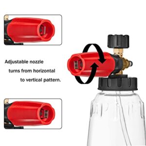 Raincovo Foam Cannon for Pressure Washer, Transparent Bottle Heavy Duty, Soap Cannon Lance Adjustable, 1/4 Inch Quick Connect