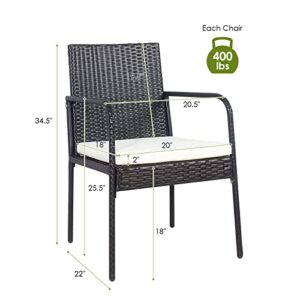 Tangkula 4 Pieces Patio Rattan Dining Chair Set, Patiojoy Outdoor Wicker Chairs with High Back & Ergonomic Armrest, Dining Chairs with Soft Padded Cushion for Deck Porch Backyard Indoor Outdoor