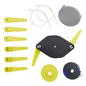 acfhrl2 ac052n1 2-in-1 fixed line and bladed head kit compatible with ryobi auto feed string trimmers – with string trimmer replacement spool line & spool cap & serrated blade – complete equipment