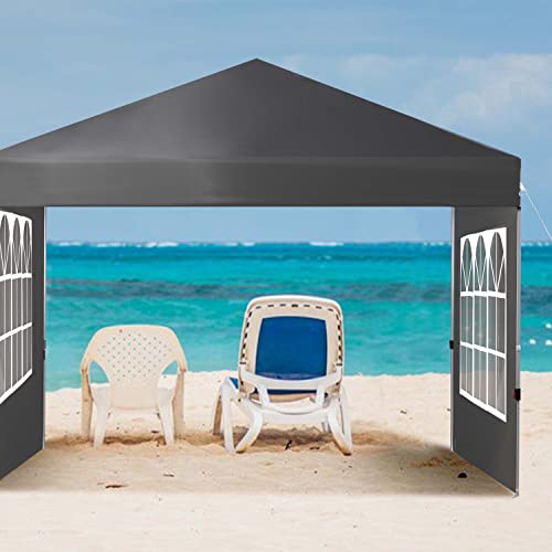 iw I WISH 10x10 Pop Up Canopy, Canopy Tent with Sidewalls, Heavy Duty Instant Canopy, Portable Commercial Canopy, Easy Setup Canopy for Outdoor, Easy up Canopy