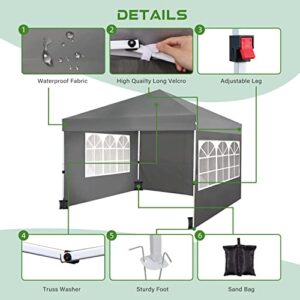 iw I WISH 10x10 Pop Up Canopy, Canopy Tent with Sidewalls, Heavy Duty Instant Canopy, Portable Commercial Canopy, Easy Setup Canopy for Outdoor, Easy up Canopy