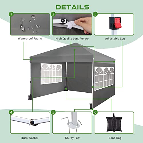 iw I WISH 10x10 Pop Up Canopy, Canopy Tent with Sidewalls, Heavy Duty Instant Canopy, Portable Commercial Canopy, Easy Setup Canopy for Outdoor, Easy up Canopy