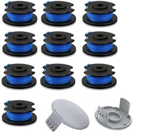 ac14rl3a string trimmer replacement spool line with 522994001 cap for ryobi one+ 24v, 18v, and 40v cordless trimmers, 0.065″ autofeed replacement spool- (12 pack)
