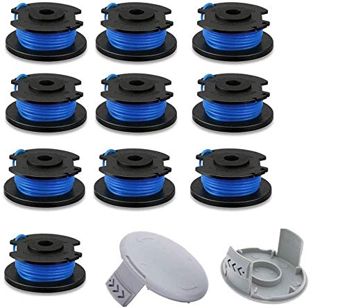 AC14RL3A String Trimmer Replacement Spool Line with 522994001 Cap for Ryobi One+ 24V, 18V, and 40V Cordless Trimmers, 0.065" Autofeed Replacement Spool- (12 Pack)