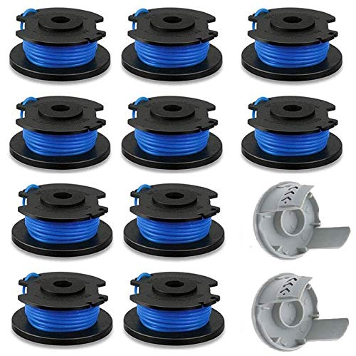 AC14RL3A String Trimmer Replacement Spool Line with 522994001 Cap for Ryobi One+ 24V, 18V, and 40V Cordless Trimmers, 0.065" Autofeed Replacement Spool- (12 Pack)