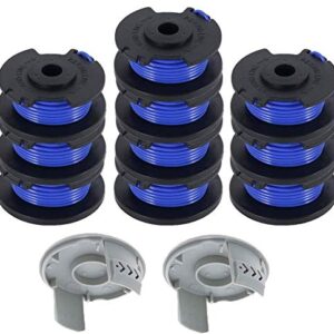 AC14RL3A String Trimmer Replacement Spool Line with 522994001 Cap for Ryobi One+ 24V, 18V, and 40V Cordless Trimmers, 0.065" Autofeed Replacement Spool- (12 Pack)