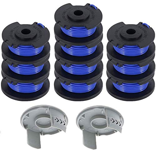 AC14RL3A String Trimmer Replacement Spool Line with 522994001 Cap for Ryobi One+ 24V, 18V, and 40V Cordless Trimmers, 0.065" Autofeed Replacement Spool- (12 Pack)