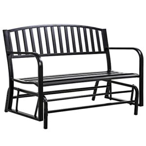 metal outdoor glider bench waterproof patio glider bench porch glider swing rocking chair glider with powder coated frame for garden porch balcony backyard lawn
