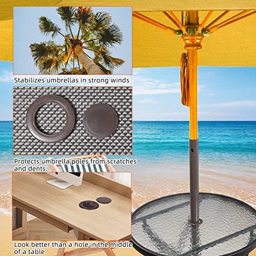 SUQ I OME 2 Sets 2 inch Outdoor Patio Parasol Umbrella Hole Ring Plug and Cap Set, for Parasol Umbrella Table Hole Cover Insert(Brown)